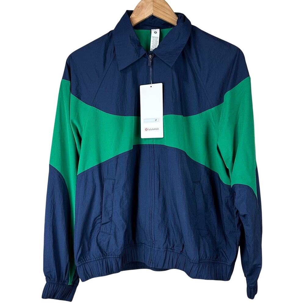 Lululemon Nylon Collared Jacket Retro Remix Set Club Blue/Green Women's MED NWT
